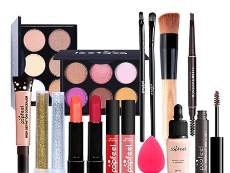 16 piezas Kits de Maquillaje, Set de Cosméticos Todo en Uno, Set de Regalo de Maquillaje Kit de Inicio Completo con Sombras de Ojos, lápiz Labial, Kit de Cosméticos para Niñas Mujeres Embalaje Deteriorado Discount