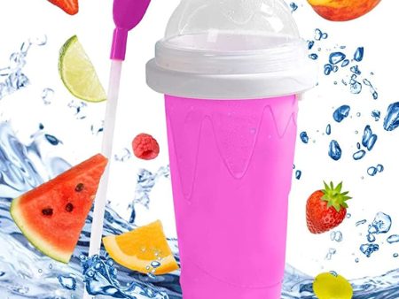 Amycute Slushy Maker Cup, Slush Machine Slush Cup Silicona Squeeze Cup Slush Helado Vaso para amasar congelado Maker Smoothie Taza de verano con cuchara de pajita para deliciosos Slushy Supply