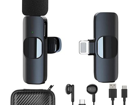 Ryzwoc Micrófono Inalámbrico para iPhone, 2, 4 GHz Wireless Micro para Móvil para Youtube Vlogging Live Streaming, Micrófono Inalámbrico Wireless (1 transmisores) Embalaje Deteriorado Online now