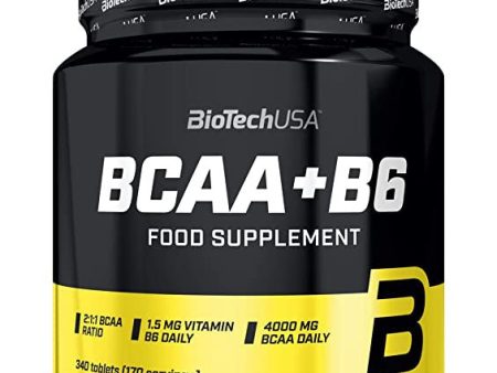 BioTechUSA BCAA+B6, Gluten-free tablets that contain BCAA with added Vitamin B6, 340 tabletas Embalaje Deteriorado Supply