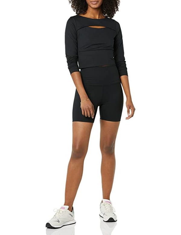 Core 10 Top de Corte Cropped para Yoga, Manga Larga, Diseño Cómodo Mujer, Negro, M Hot on Sale