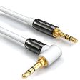 Deleycon 0, 5m Cable de Audio de Cable de Audio Estéreo de 3, 5mm AUX 1 Conector Acodado 90° para PC Portátil Móvil Smartphone Tablet Coches Receptor HiFi - Blanco Embalaje Deteriorado on Sale